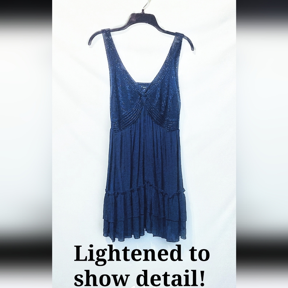 BN (M) XXI navy dress glitzy sweater triangle top + flowy skirt w/uneven hemline